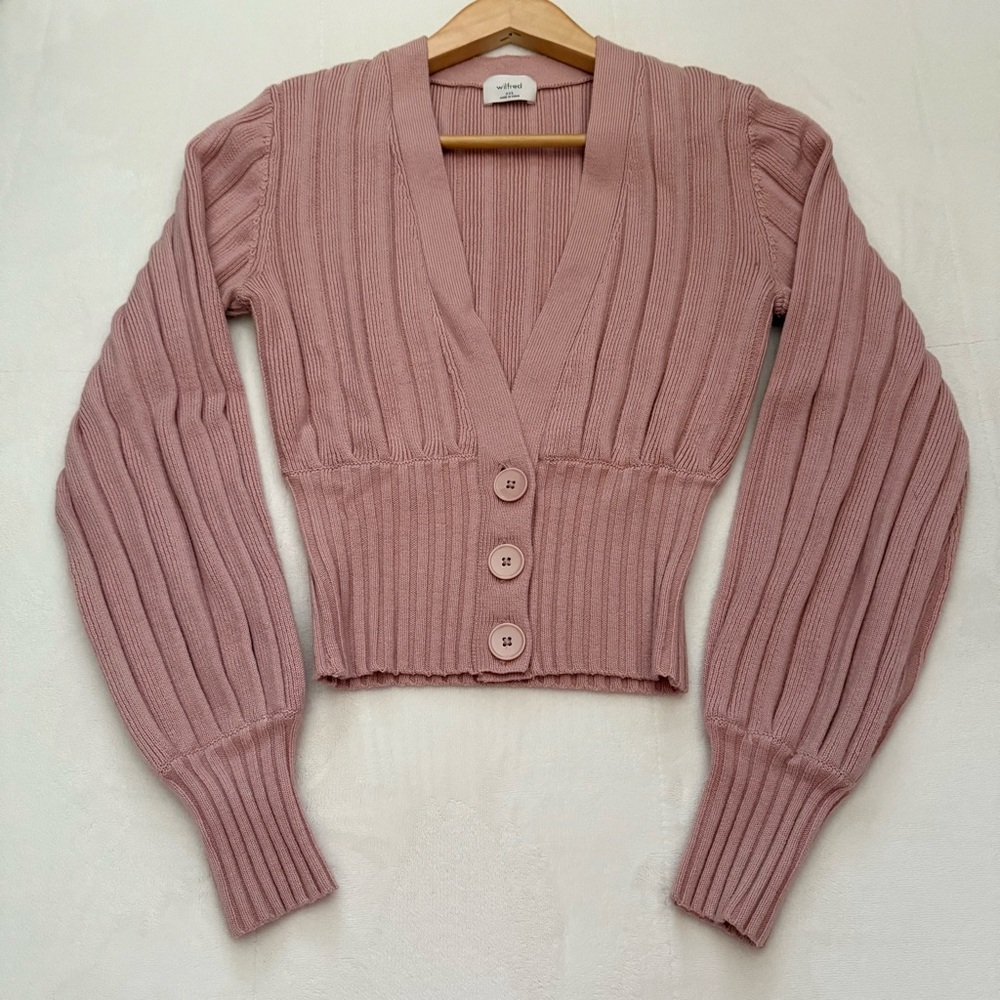 Aritzia Wilfred Plunge Front Cardigan XXS Pink